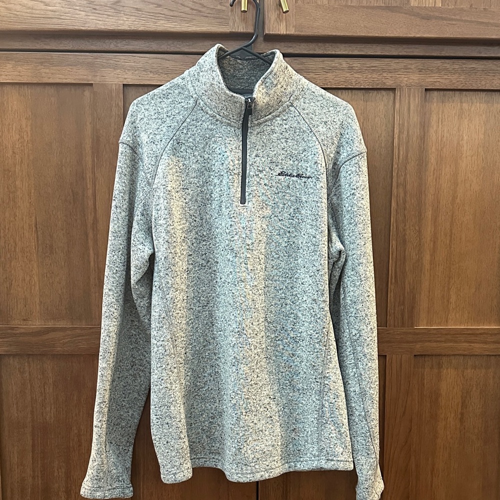 Eddie Bauer Men's Heathered Gray Zip-Up Sweater